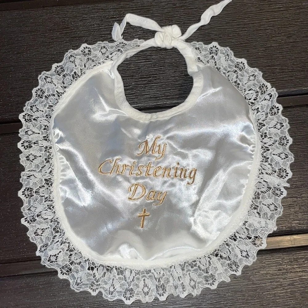 NEW my christening day satin bib FOR BABIES